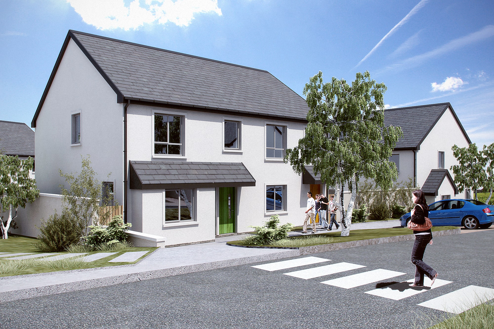 New house, family housing, semi detached houses